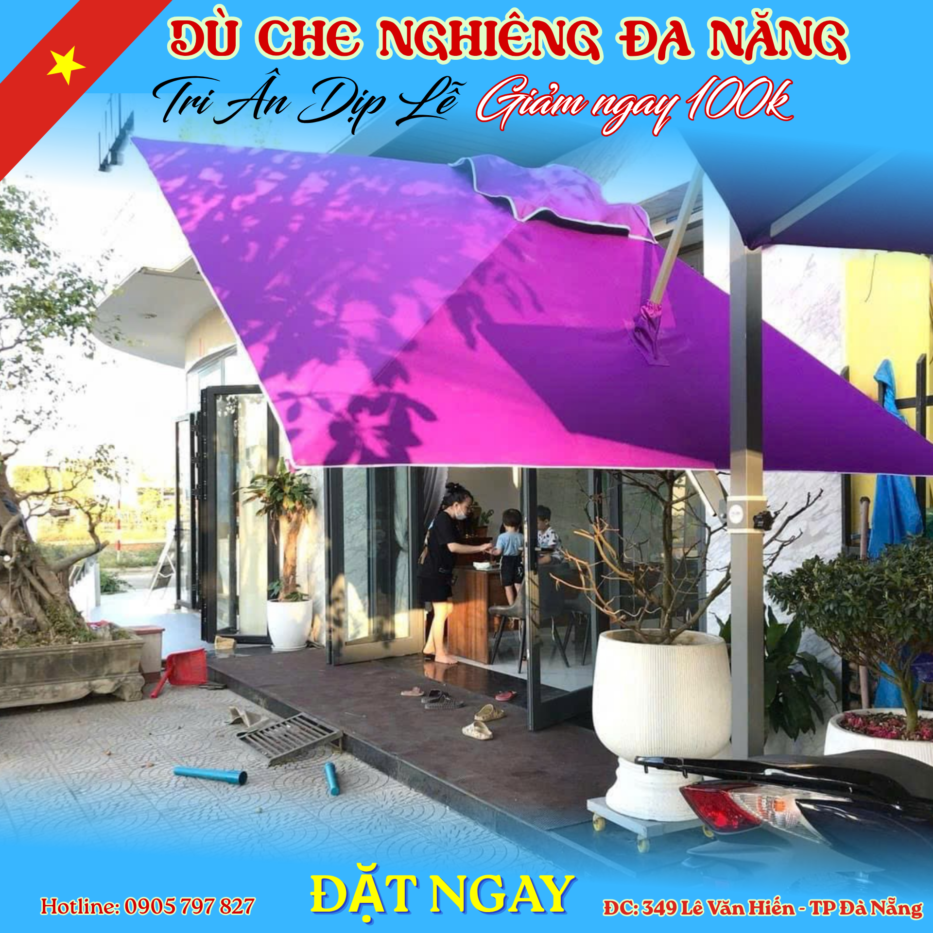 Ô dù lệch tâm tán nghiêng - ảnh 11